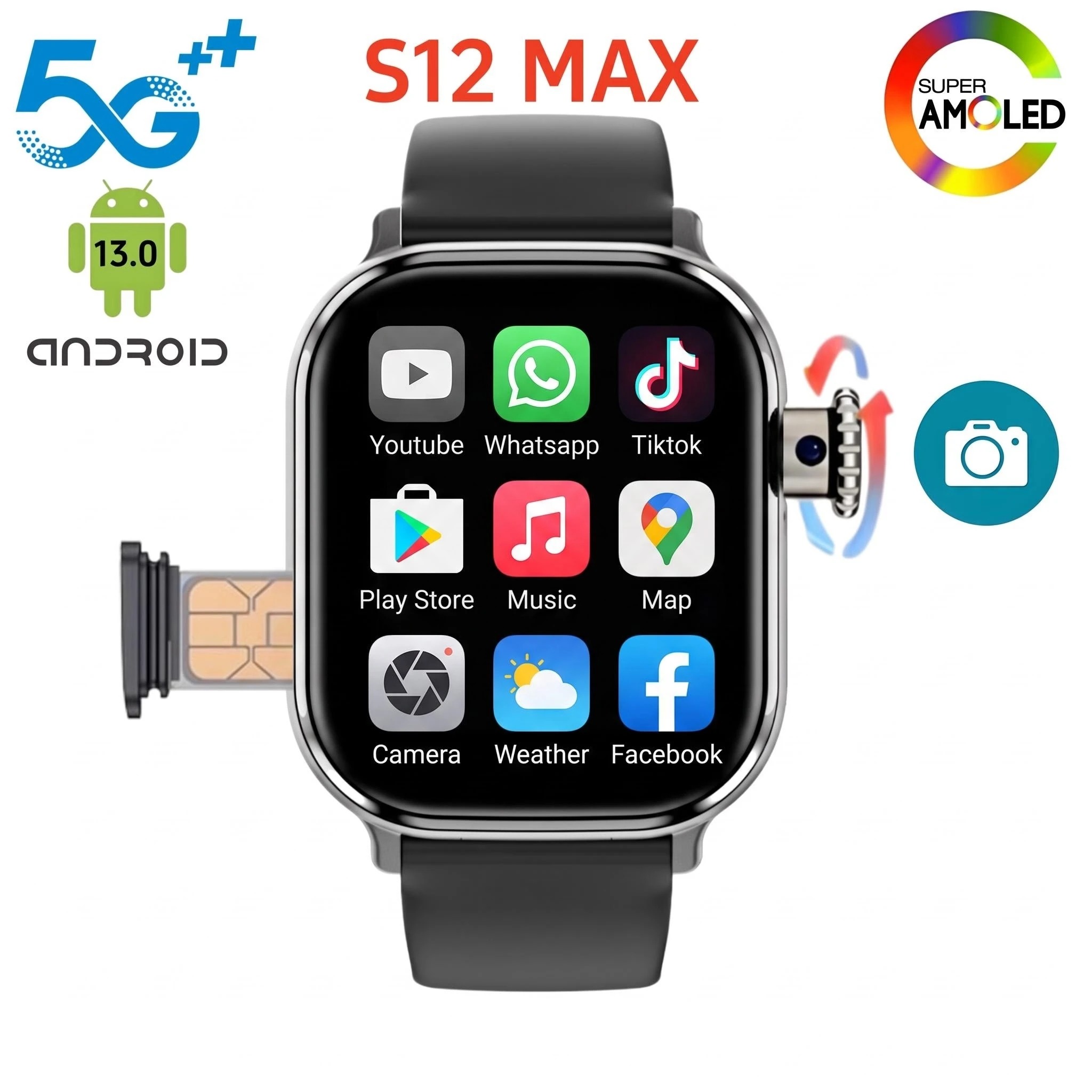 Smartwatch Store - S12 Smartwatch Amoled 5G LTE Android